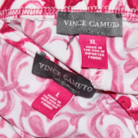 Vince Camuto Hot Pink White Baroque Print Women’s Lounge Set Top L Bottom XL - Picture 4 of 4